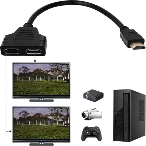 Produktbild: Jewan HDMI Splitter Adapter, HDMI Splitter, 1 auf 2 Wege HDMI Kabel Splitter,1080P HDMI Adapter Stecker auf Dual HDMI Buchse für HDTVs, Monitore und Projektoren, Unterstützt Dual Port Switching