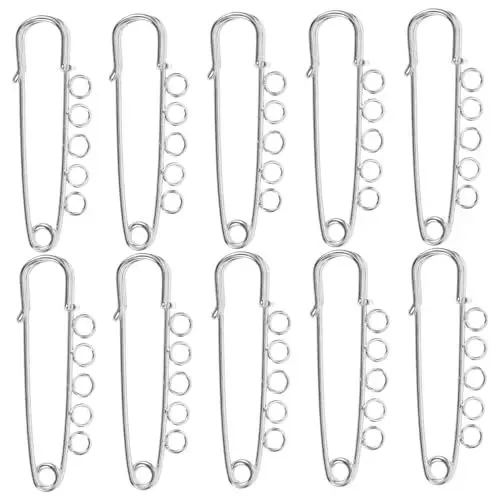 Produktbild: JEWEDECO 10 Stück Broschenzubehör Vielseitige Metallanstecker Mit Löchern Sicherheitsnadeln Für DIY Projekte Basteln Schmuck Kleidung