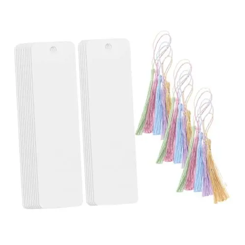 Produktbild: JEWEDECO 15 Sätze Lesezeichen Für Buchliebhaber Etikett Lesezeichen Für Handwerkslehrer Schüler Lesen Lesezeichen Rechteckige Lesezeichen Quasten Lesezeichen Zarter Buchmarker Acryl