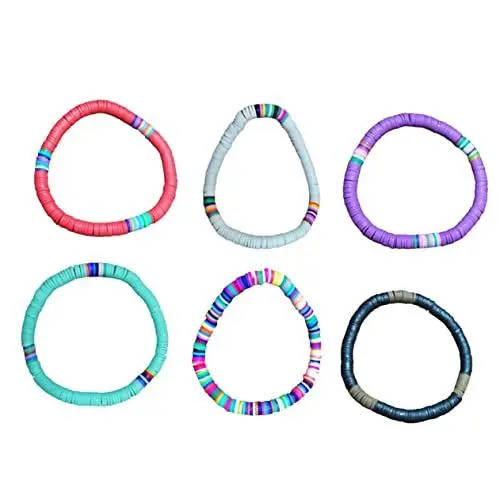 Produktbild: JEWEDECO Handgemachtes Polymer Clay Armband Buntes Elastisches Paar-handseil