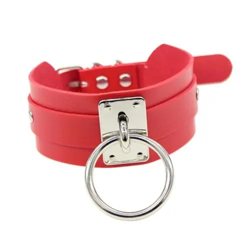 Produktbild: JEWEDECO 1Stk Lederkette für damen bastelzeug für freundinen frauen halsketten breite Halsbandkette für Frauen Punk-Halskette breiter Chokerkragen Lederhalskette rot
