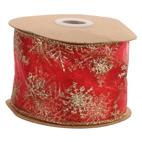 Produktbild: JEWEDECO Elegante Weihnachtsbaumschleifen Dekorative Bänder 9 1 M Drahtkante Klöppelspitze Zum Verpacken Und Basteln