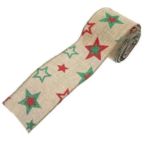 Produktbild: JEWEDECO Weihnachtsdekoratives Ripsband Mit Sternmuster 1 Rolle Weihnachtsbaum-dekorationsband Zum Verpacken