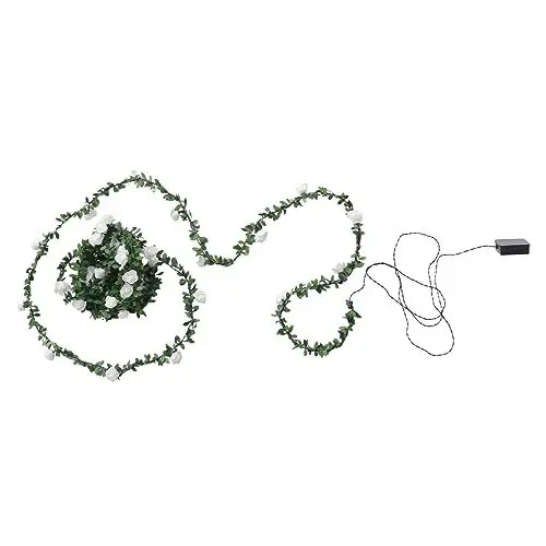 Produktbild: JEWEDECO Led-lichtergirlande Mit Künstlichen Rosenblättern Und Rattan Hängende Solarleuchte Für Garten Und Hof Warmes Licht Für Festive Anlässe