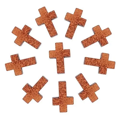 Produktbild: JEWEDECO Holzkreuzanhänger 200 Stück Zum Basteln Kleines Holzkreuz Für Taschenkreuz Schmuckherstellung Holzkreuze Holzkreuzketten Kreuzanhänger
