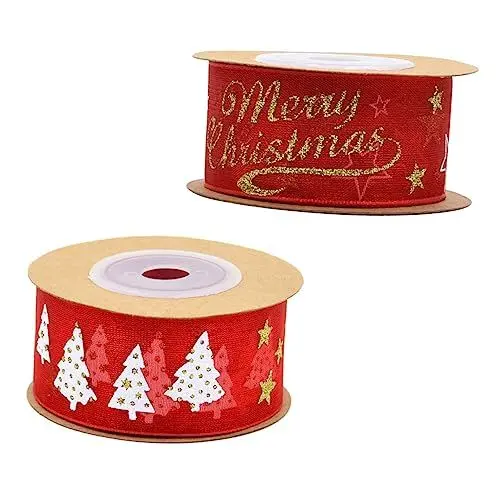 Produktbild: JEWEDECO Weihnachtsband zum Verpacken 2 Rollen geformtes Heißprägeband Verpackungsband Bastelband