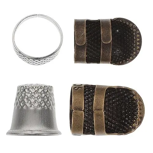 Produktbild: JEWEDECO 2 Sätze Fingerhut nähen webstricknadeln Embroidery Needle Handarbeitsnadeln Nähwerkzeug Set Fingerhut schneidern Stricken Fingerhut Finger Fingerhut Fingerhüte aus Metall Kupfer