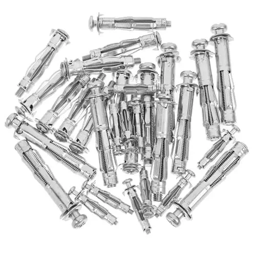 Produktbild: JEWEDECO 30St Stahl-Trockenbauschrauben Gewindeschraube Wandbolzen Überwurfmuttern für Hohlwand Wagenheber-Befestigungsmuttern Jack- -Werkzeug Jack-Muttern-Kit Verzinkter Stahl Silver