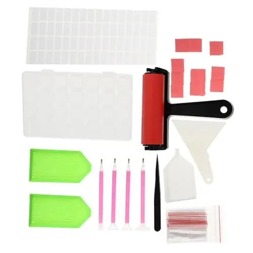 Produktbild: JEWEDECO 42 Pcs Diamant Kunst Zubehör Werkzeuge Kit Perle Slot Tray Slot Strass Platte Stift