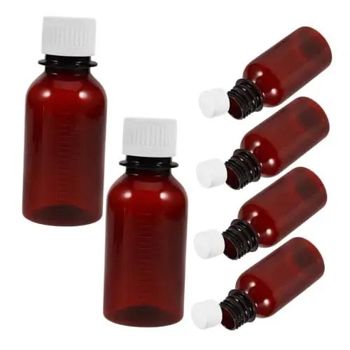 Produktbild: JEWEDECO Stabile Bernsteinfarbene Medizinflaschen 6er-pack Aufbewahrungsbehälter Mit Deckel Kapsel-organizer Für Verschreibungspflichtige Medikamente