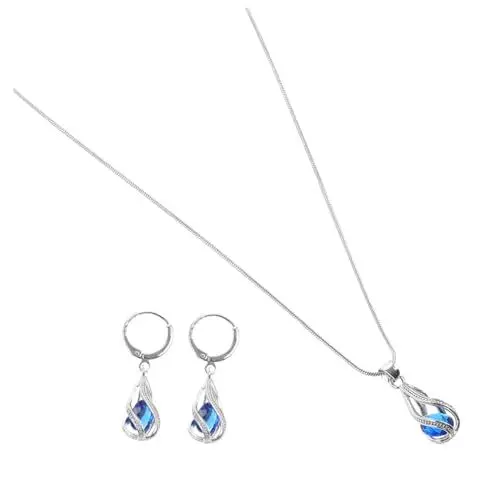 Produktbild: JEWEDECO Elegante Charm Edelsteinohrringe Für Damen Tropfenanhänger Blau 1 Paar Perfekt Für Frauen Und Mädchen Schmuck Geschenkidee