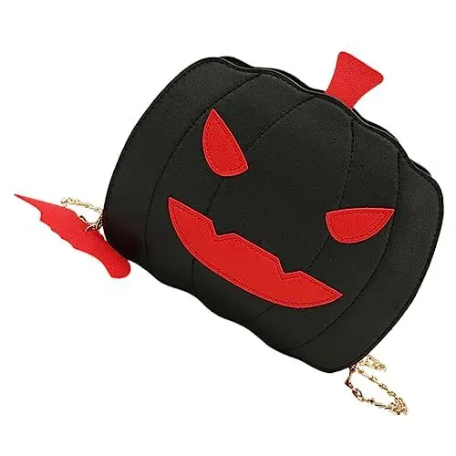 Produktbild: JEWEDECO Damen Umhängetasche Kürbisform Schultertasche Halloween Handtasche Leicht Für Partys Süßigkeiten Tasche Robustes Pu Material Große Kapazität Für Handy Schlüssel