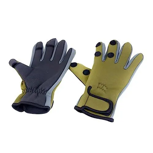Produktbild: JEWEDECO Professionelle Angelhandschuhe 3 Finger Wasserdicht rutschfest Verdickte Warme Outdoor Reithandschuhe Größe XL Grün