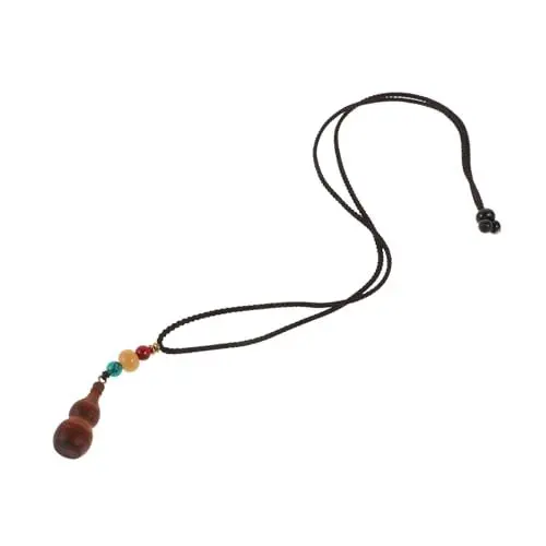 Produktbild: JEWEDECO Sandelholz-kürbis-halskette Holzperlen-kette Lange Boho-kette Kalebassen-anhänger Minimalistische Schmuck