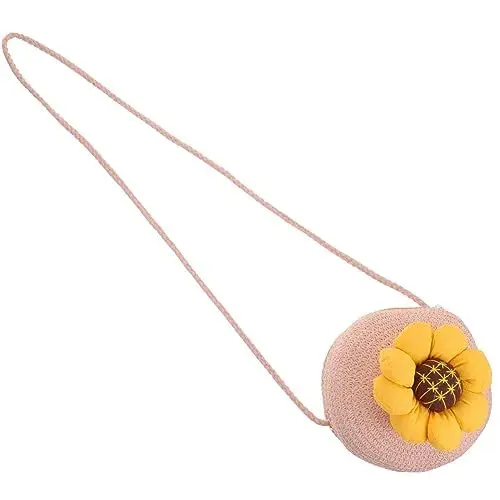 Produktbild: JEWEDECO Kinder Strohtasche Umhängetasche Strandtasche Für Mädchen Sommer Tasche Handgewebt Praktisch.multifunktional