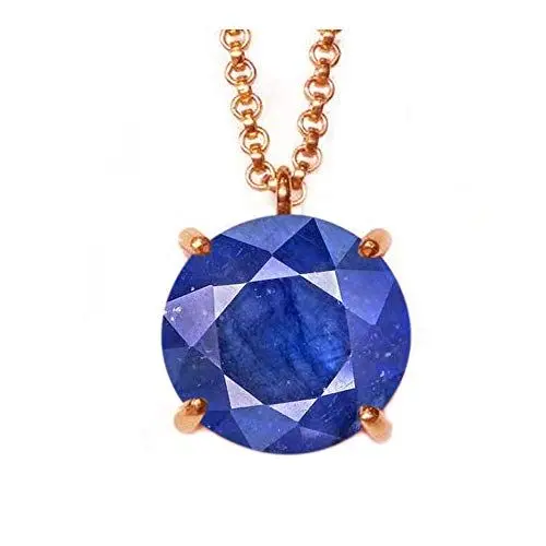 Produktbild: JewelryGift Natürlicher blauer Saphir-Anhänger mit Kette facettierter Edelstein blau rosévergoldet stilvolle Anhänger für Mutter