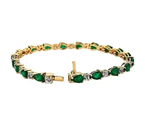 Produktbild: JewelryGift Schmuckgift 18 Karat Gelbgold plattiert Tennis Armband Erzeugt Smaragd Edelstein Armbänder Schmucksachengifte für Frauen und Mädchengröße in -8