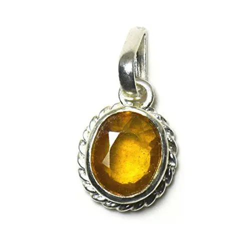 Produktbild: JewelryOnClick Anhänger mit gelbem Saphir, 6 Karat, natürlicher ovaler Edelstein, 92,5 Sterling Silber