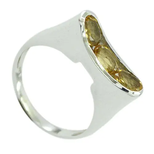 Produktbild: Jewelryonclick echte Citrin Mutter Ringe mit 3 Steinen Ring 925 Sterling Silber in Größe 46 (14.6)