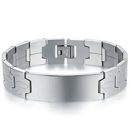 Produktbild: JewelryWe Armband Herren Edelstahl Gliederarmband: 16MM groß Breit Glänzend Poliert Link Charm Armreif Armkette Geschenk für Männer Silber