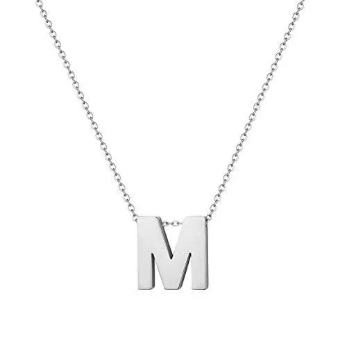Produktbild: JewelryWe Damen Kette mit Buchstaben A-Z Anhänger, Edelstahl Alphabet Halskette Buchstabenkette mit Buchstabenanhänger für Frau Mädchen, Silber