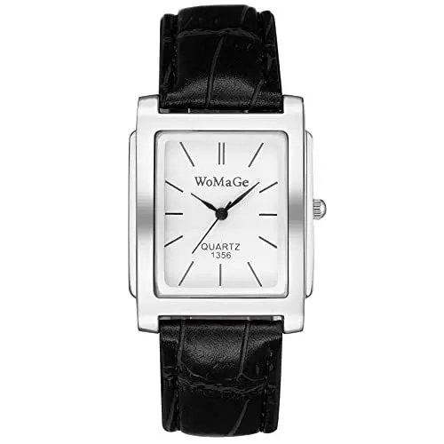 Produktbild: JewelryWe Herrenuhr Analog Quarz Armbanduhr Herren Klassische Retro Rechteckig Business Beiläufige Uhr mit Leder Armband Schwarz