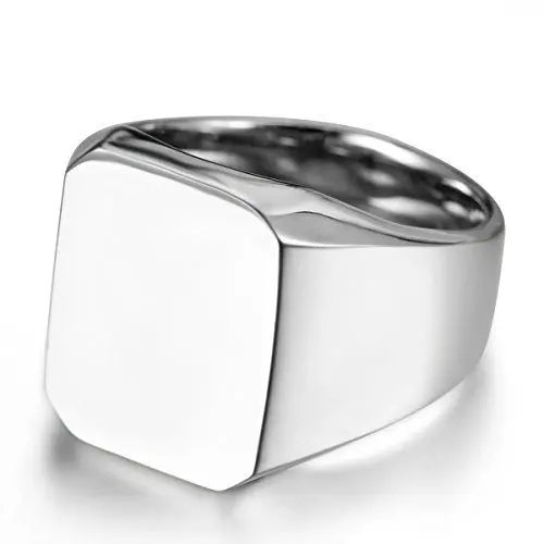 Produktbild: JewelryWe Großer Ring, personalisierbar für Damen und Herren, Edelstahl, glänzende Farbsiegelringe, Farbe Silber/Schwarz/Gold, Edelstahl
