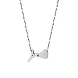 Produktbild: JewelryWe Schmuck Damen Halskette Buchstaben Herz Initial Alphabet A-Z Edelstahl Anhänger mit Kette für Frauen Mädchen Silber R
