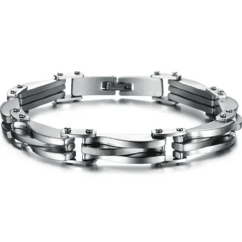 Produktbild: JewelryWe Schmuck Herren Armband, Edelstahl Armreif Armkette Edelstahlarmband Herrenarmband, 22cm 10,6mm Breite, Silber