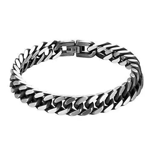 Produktbild: JewelryWe Schmuck Herren Armband Edelstahl Panzerkette Armband schwer Glieder Link Kettenarmband 21CM Armkette Armreif Grau