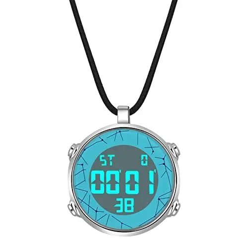 Produktbild: JewelryWe Taschenuhr Herren Damen Digital Quarz Uhr 30m Wasserdicht Datum Woche Kalender Alarm Sportuhr mit Leder Halskette Kette Kettenuhr Geschenk Blau