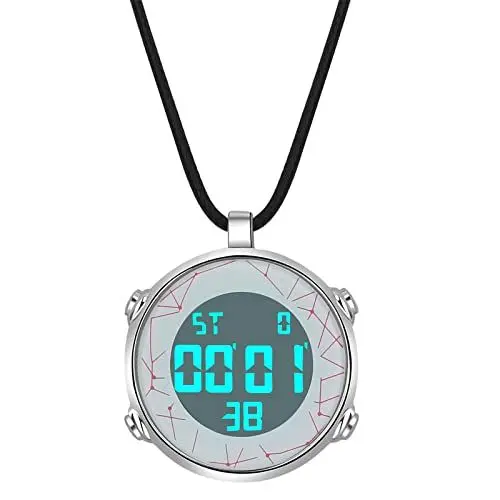 Produktbild: JewelryWe Taschenuhr Herren Damen Digital Quarz Uhr 30m Wasserdicht Datum Woche Kalender Alarm Sportuhr mit Leder Halskette Kette Kettenuhr Geschenk Rot