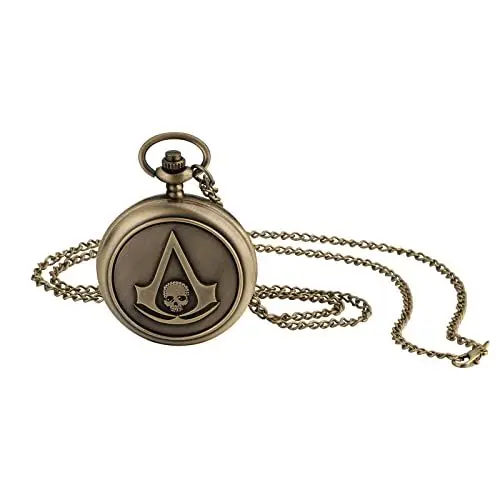 Produktbild: JewelryWe Taschenuhr Herren Retro Gotik Totenkopf Schädel Sensenmann Sichel Analog Quarz Uhr mit Halskette Kette Bronze Unisex Pocket Watch Geschenk