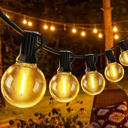 Produktbild: JEYMORKEY Lichterkette LED Außen Strom Outdoor - 20M 65.5FT G40 Glühbirnen Garten Beleuchtung Balkon Lichterketten Aussen IP44 Wetterfest Pavillon String Lights für Terrasse Party