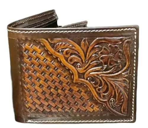 Produktbild: JF Reitsport Unisex Geldbörse aus Echtem Leder im Western-Cowboy-Stil Brieftasche, Braun