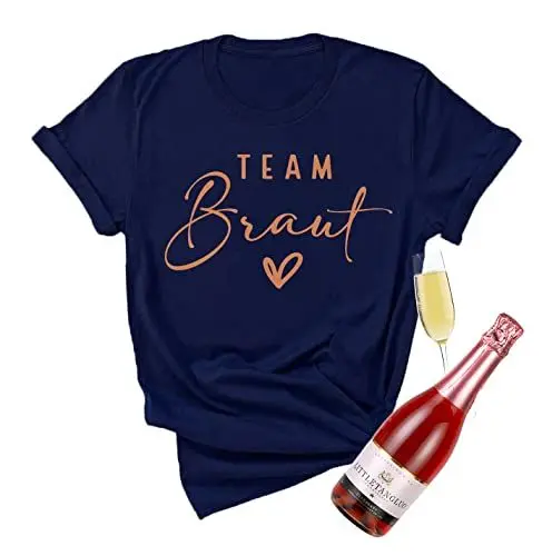 Produktbild: JGA T Shirt Team Braut,Tshirt Frauen,Junggesellenabschied T-Shirt,Brautjungfer Tshirt(XL,Dunkelblau Team Bride)