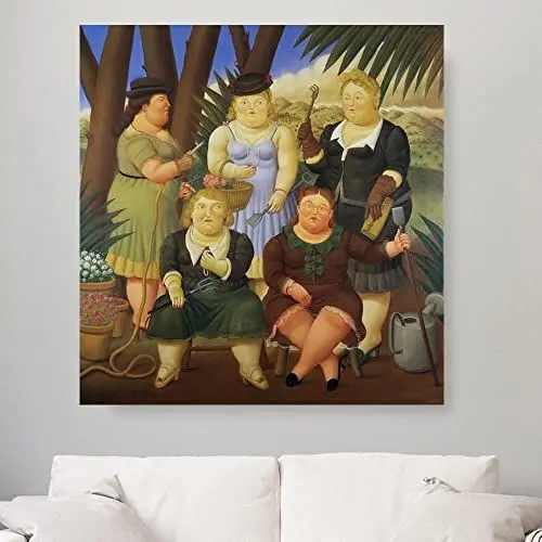 Produktbild: JH Lacrocon Gemälde auf Leinwand Handgemalt Botero Menschliche Kunst Wand 115X120 cm Aufgerollt - Der Gartenclub J5182