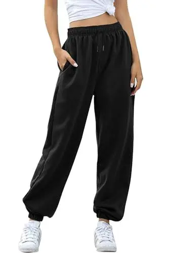 Produktbild: Jhsnjnr Trainingshose Damen Baggy Sweatpants Lange High Waist Fitness Sweathose Basic Einfarbig Sporthose Jogginghose