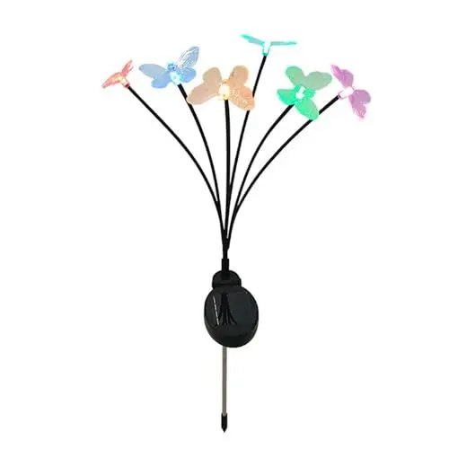 Produktbild: JHS-TECH Solar-Gartenleuchten, schwankende bunte Glühwürmchen-Lichter für den Außenbereich, wasserdicht, dekorative multifunktionale Schmetterlingslichter für draußen, Garten, Hof, Rasen,