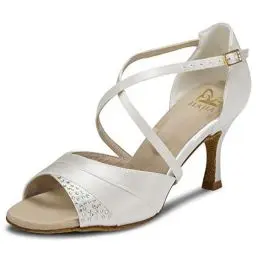 Produktbild: JIA JIA 20522 Damen Sandalen Ausgestelltes Heel Super-Satin Latein Strass Tanzschuhe Farbe Elfenbein,Größe 41 EU