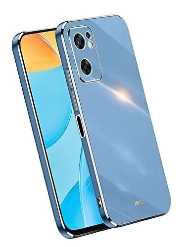 Produktbild: JIAFEI Hülle für Oppo Find X5 Lite, Goldenem Überzug Rand Design TPU Silikon Stoßfest Bumper Handyhülle. Blau