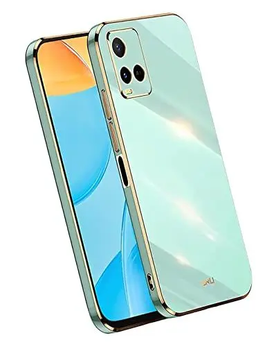 Produktbild: JIAFEI Hülle für vivo Y21/Y21S/Y33S, Goldenem Überzug Rand Design TPU Silikon Stoßfest Bumper Handyhülle. Grün