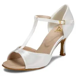Produktbild: JIAJIA 20511 Damen Sandalen Ausgestelltes Heel Super-Satin Latein Tanzschuhe Farbe Elfenbein,Größe 37 EU