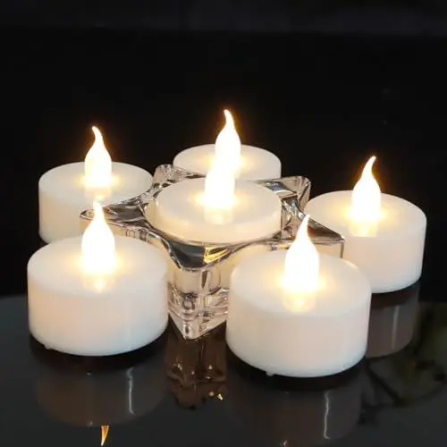 Produktbild: Jialine LED Teelichter 12 Stück Flammenloses batterie kerzen, Elektrische Batterie LED Kerzen,Extra lange Batterie 200+ Stunden für Weihnachten, Hochzeit, Party（ Warmweiß