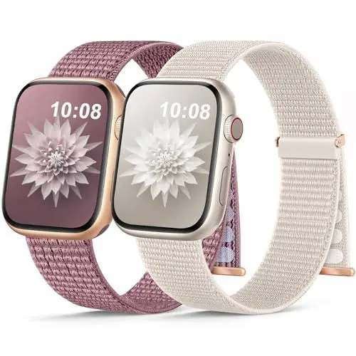 Produktbild: 2 Stück Nylon Armband Kompatibel mit Apple Watch Armband 40mm 41mm 42mm 38mm 46mm 45mm 44mm 49mm Gewebtes Klettverschluss Sport Loop Armbänder für iWatch SE Ultra Series 10 9 8 7 6 5 4 3 2 1