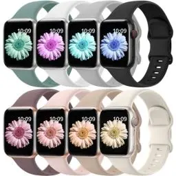 Produktbild: Jiamus 8 Stück Silikon Armbänder Kompatibel mit Apple Watch Armband 44mm 45mm 46mm 49mm 42mm（series 3/2/1） Damen Herren.Weiches Silikon Sport Ersatzarmband für iWatch Ultra SE Serie 9 8 7 6 5 4 3 2 1