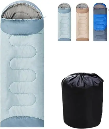 Produktbild: jianyana Wanderrucksack 50L Herausnehmbares Innenfutter Deckenschlafsack Leicht Camping Faltbar Warmes kühles Wetter Verwendung für Erwachsene (Blau)