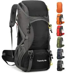 Produktbild: jianyana Wanderrucksack 50L Trekkingrucksack Regenhülle Reiserucksack Wasserdichter Campingrucksack für Wandern Camping Bergsteigen Reisen Sport Herren Damen