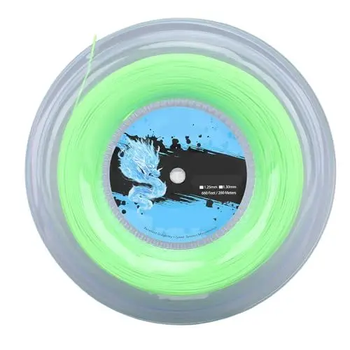 Produktbild: Jiawu Tennissaite, Premium-Polyester-Tennisschlägersaite, Langlebige Saite mit 1,3 Mm Durchmesser, Länge 200 M, Fluoreszierendes Grün