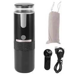 Produktbild: Jiawu Tragbare Kaffeemaschine, Kapsel-Espressomaschine, Druck-Espressomaschine, Kompatibel mit K-Cup-Kapseln und Gemahlenem Kaffee, Manuell Betriebene Handkaffeemaschine für Camping